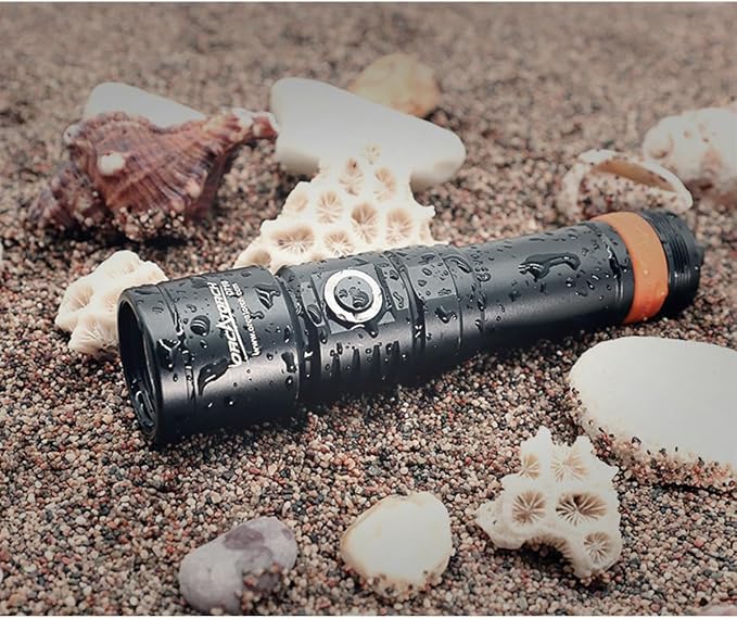 ORCATORCH D710 Scuba Diving Light, 3000 Lumens Super Bright Underwater Flashlight with 6 Degrees Narrow Beam, IP68 Waterproof Night Dive Torch 150 Meters Submersible Light (Black)