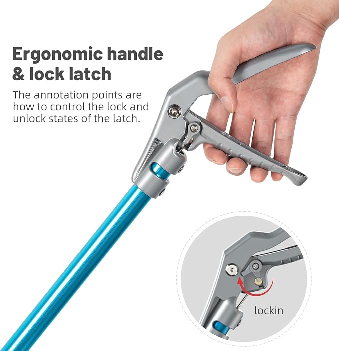 G2 47.2-inch Professional All-Aluminum Alloy Snake Tong Reptile Grabber Rattle Snake Catcher Wide Jaw Handling Tool with Lock（47.2inch