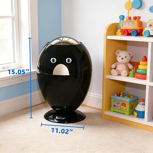 Automatic Motion Sensor Trash Can, 2.6 Gallon/10L Small Cute Garbage Bin with Lid, Hands-Free Silent Opening for Baby Diaper, Kids Room, Bedroom, Office, Home Decor - Modern Egg Shape (Black)