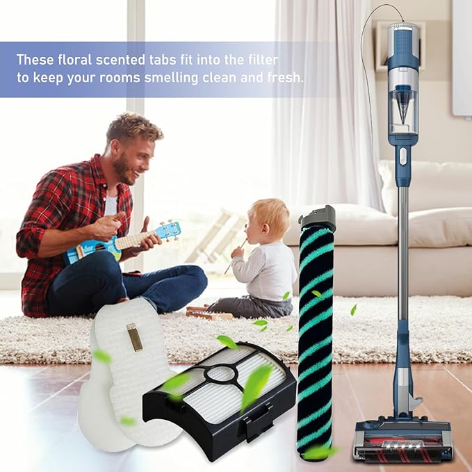 8Pcs HZ4002 Replacement Filter Compatible with Shark HZ4000 HZ4002 Corded Stick Vacuum Cleaner, 2 HEPA Filters, 4 Foam & Felt Filters, 1 Roller Brush, 1 Cleaning Brush