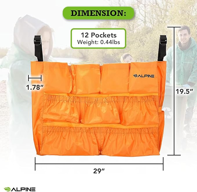 Alpine Trash Can Caddy Bag 2 Pack - 12 Pockets Commercial Cleaning Caddy Bag for Brute & All Industrial Trash Cans & Garbage Bins - Heavy Duty Washing Machine Friendly Trash Can Caddy Bag with Straps