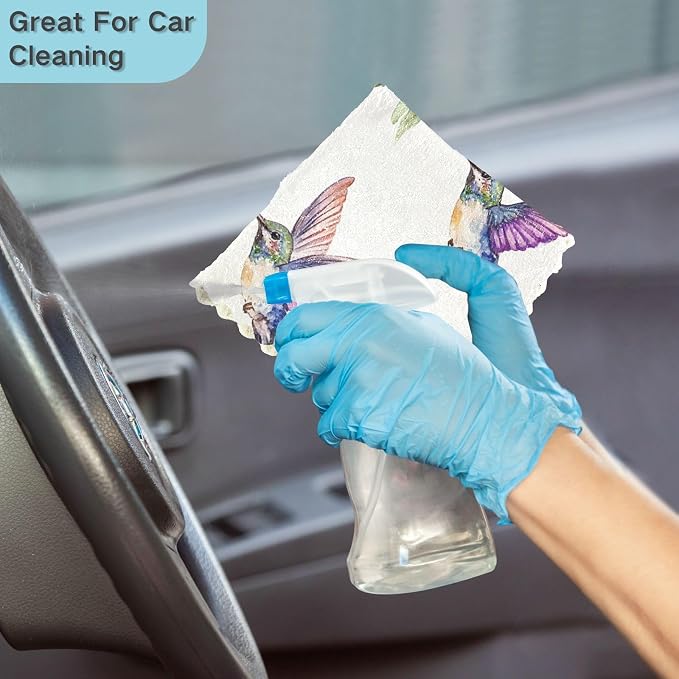 Lavender Hummingbird Kitchen Towels Dish Cloths Set of 6 Microfiber Cleaning Cloths for Cars Super Absorbent Machine