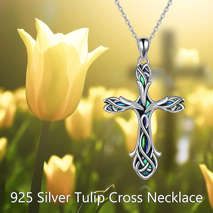 ONEFINITY Religious Cross Pendant Necklace Sterling Silver Origami Cross Pendant Gifts for Women Men Jewelry