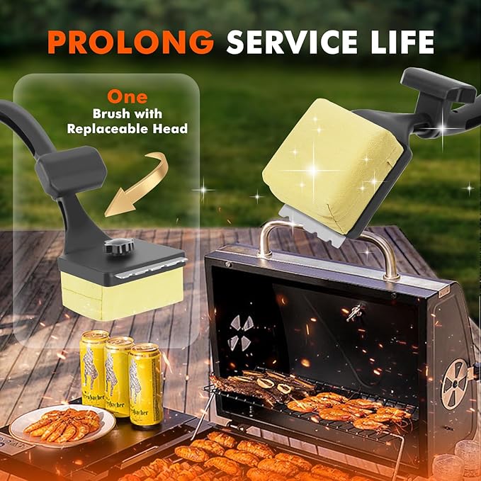 Grill Brush for Outdoor Grill Bristle Free, Reinforced Grill Cleaner Scraper BBQ Brush Non Metal Bristles Steam Cleaning Grill Cleaning Brush Safe BBQ Accessories Grill Tool, Gifts for Men