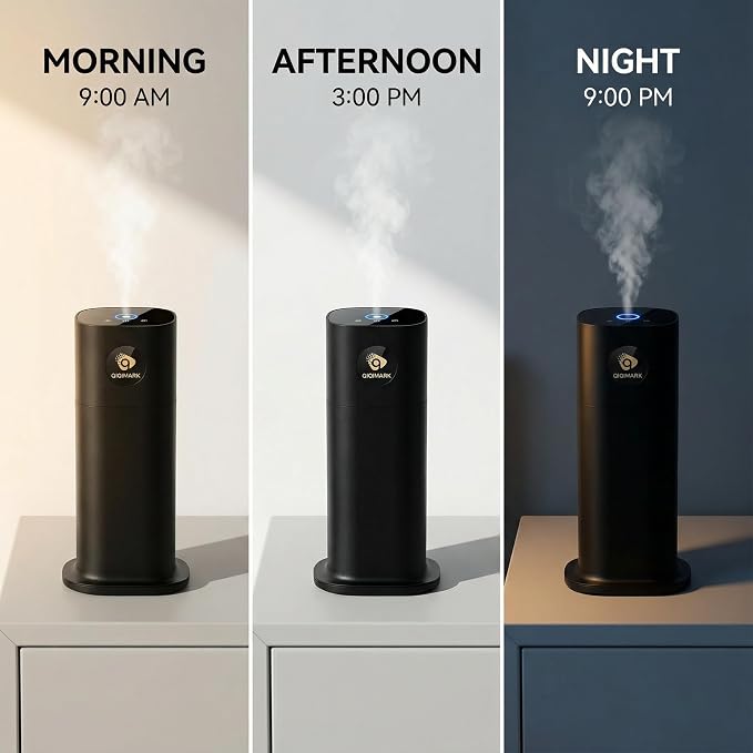 Hotel Waterless Diffuser with App Control, 700ml Capacity, Dual Atomizing Cores, RGB Night Light, Includes 4x50ml Essential Oils