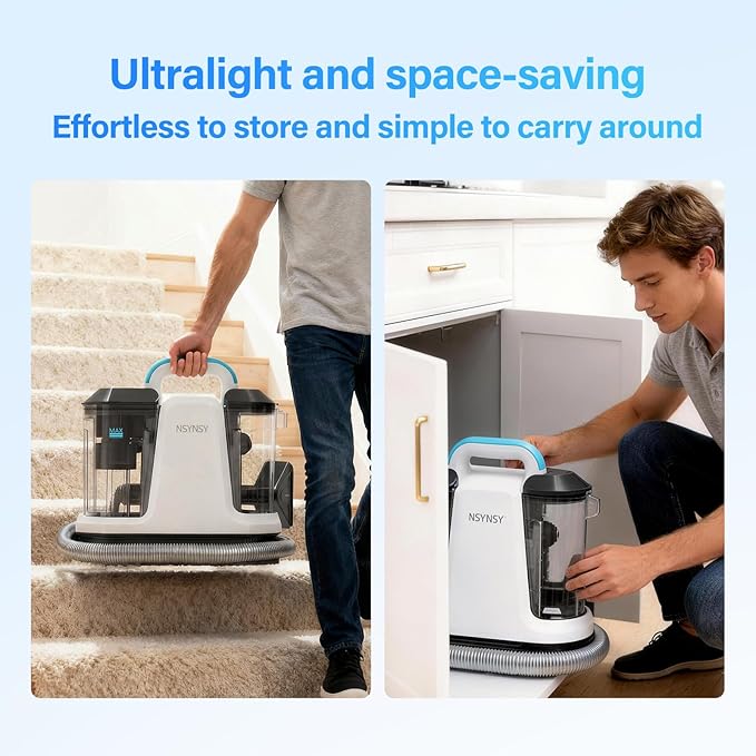 Upholstery Cleaner Machine & Carpet Cleaner | Portable Spot Cleaner with Strong Suction and Scrubbing Brush for Pet Stains, Spills on Couches, Rugs, Mattresses, Car Interiors