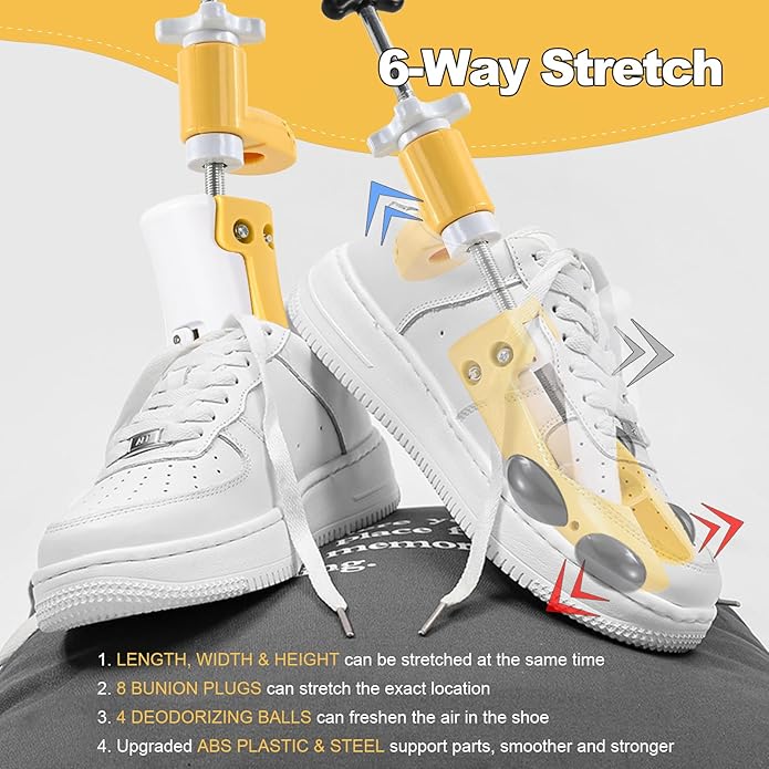 Shoe Stretcher for Men Women, 6-Way Adjustable Length Width & High Shoe Trees for Wide Feet Toe Box Thick Instep