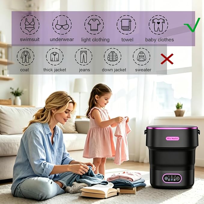 20L Portable Mini Washing Machine,Foldable Portable Washer Mini Lavadora Portatil for Apartment,RV,Camping,Travel – Wash Baby Clothes, Underwear,Bra Separately to Keep Clean and Healthy