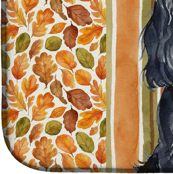 Caroline's Treasures Black English Cocker Spaniel Heirloom Fall Dish Drying Mat Absorbent Dish Drying Mat Pad for Kitchen Counter Dish Drainer Mat for Countertop, 14 x 21", Multicolor
