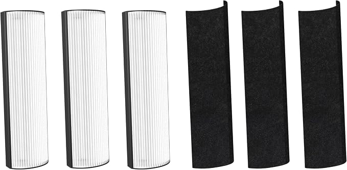 Nispira 2-in-1 True HEPA Replacement Filter PETWRFIL For Pure Enrichment PureZone Elite 4-IN-1 Tower Air Purifier PEAIRTWR (HEPA + 1-PreFilter, 3 PK)
