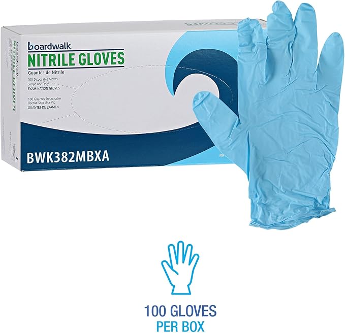 Boardwalk Disposable Examination Nitrile Gloves, Medium, Blue, 5 mil, 1,000/Carton