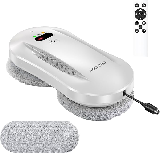 Window Cleaning Robot with Auto Water Spray & Smart Navigation, Automatic Window Cleaner Robot for Inside/Outside Glass with Triple Safety System, Edge Detection and Remote Control