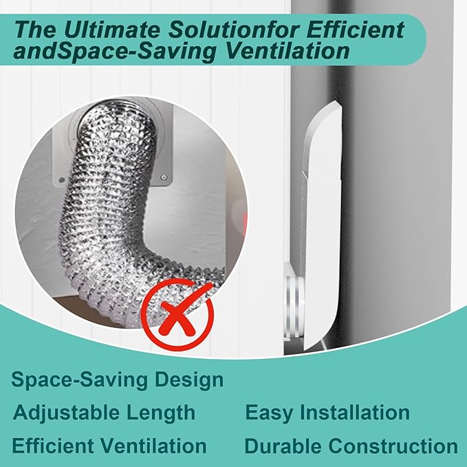 Periscope Dryer Vent Kit, Stainless Steel 4 Inch Telescoping Duct - Adjustable 9.5-14.5" Telescoping Dryer Vent Connector, Ultra Slim & Flat Low Profile Design for Tight Spaces Dryer Exhaust Vents
