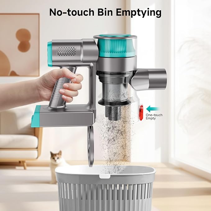 Cordless Vacuum Cleaner, 35Kpa Vacuum Cleaner for Home, 45Mins Stick Vacuum with LED Display, Anti-Tangle & Wall Mount Charging, 6 in 1 Lightweight Vacuum for Hard Floors, Carpet, Pet Hair
