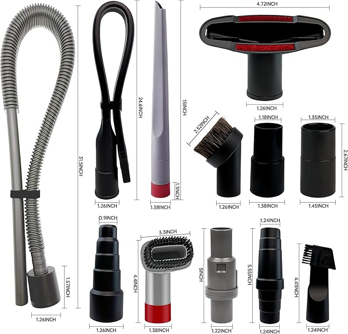 Shark Vacuum Cleaner Attachments 12PCS for Navigator NV350 NV351 NV352 NV356E Rotator NV500 NV501 NV370 UV440 1-1/4" 1-3/8" 1-7/8" Dryer Vent Cleaning Kit Universal Accessories