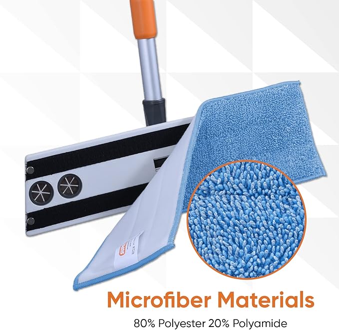 Superio Microfiber Mop Pads Washable Microfiber Refill for Superio Miracle Mop, Microfiber Mop Replacement Head with Velcro, 16 Inch Blue Mop Refill for Flat, Spray Mop Set, 12 Pack