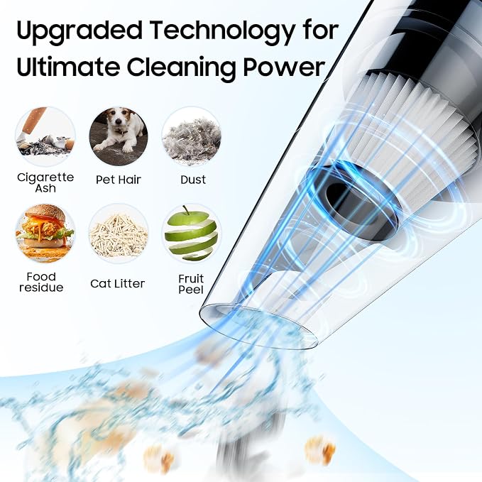 Portable Hand Held Vacuum Cordless - Mini Vacuum Cleaner with Brushless Motor, Clean Dust & Hair Quickly, Lightweight & Low-Noise for Office/Car/Home