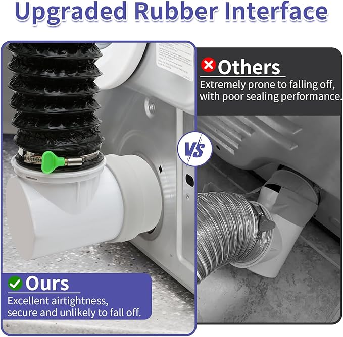 4inch 10FT Dryer Vent Hose for Tight Space, 90 Degree Dryer Vent Elbow with Rubber Seal Connectors, 6-Layer Duct Hose with 2 Key Hose Clamps, Easy-Install Heat Resistant Dryer Hose Vent Kit