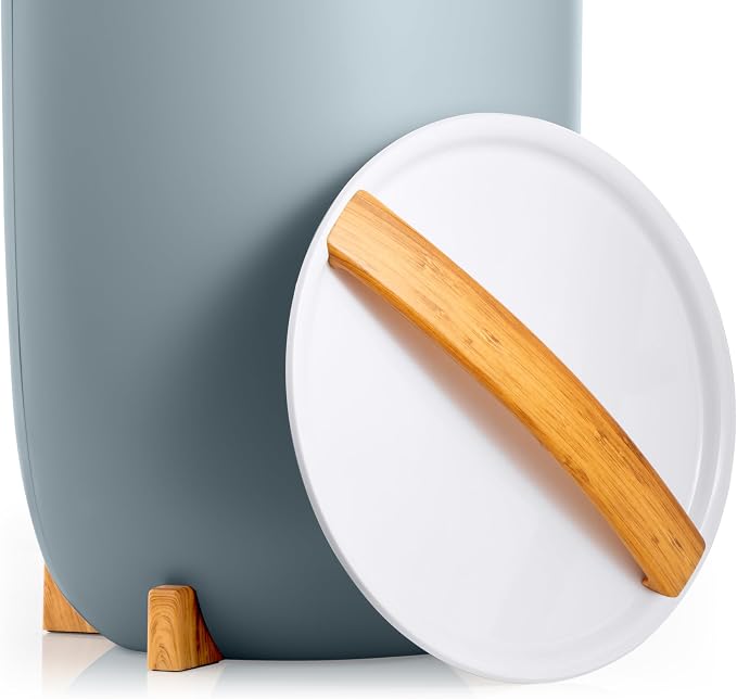 Zadro Large Hot Towel Warmer Bucket Timer Electric Towel Warmer for Bathroom Auto-Shut Off Heated Towel Warmer Spa (Large | 20L | 12" Dia. x 21" Tall, Bamboo/French Blue)