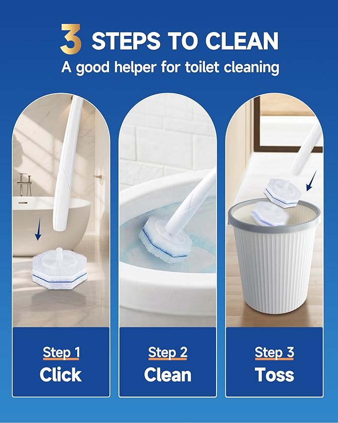 50 Count Toilet Wand Refills for Clorox, 5X Cleaning Power Toilet Bowl Wand Refills & High-Density Disposable Toilet Brush Scrubber - No Falling Apart, Instant Foam for Bathroom Cleaning