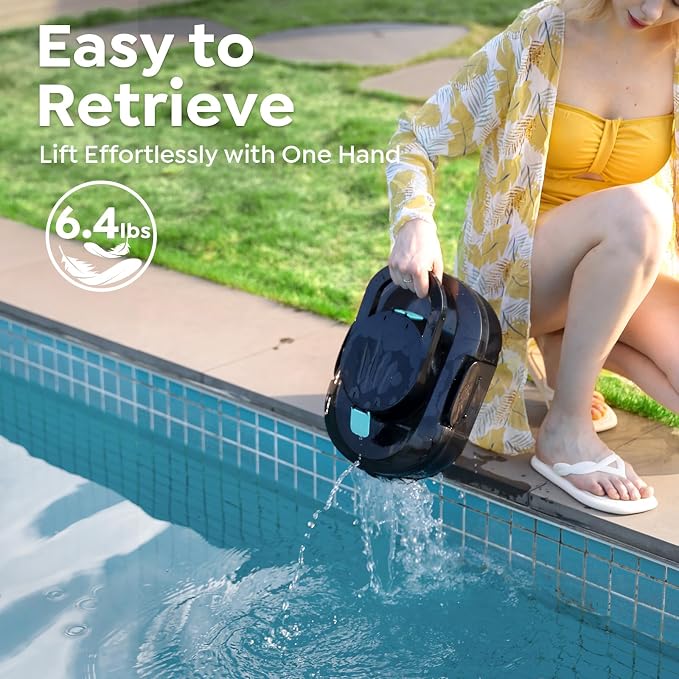 S1 Pro Cordless Robotic Pool Cleaner, 130-Min Runtime, Cleans Up to 1,292 Sq.Ft, Dual-Motor Pool Vacuum, Automatic Cleaner with Large Filter Basket, Fast Charging & Self-Parking (Midnight Black)