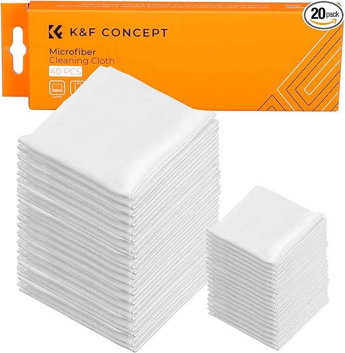 K&F CONCEPT 20 Pack Microfiber Cleaning Cloths, 6x6in Glasses Cleaning Cloths, Premium Camera Lens Cloth for Photography, Glasses, Screens & More