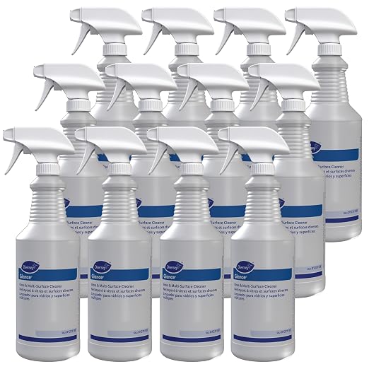 GLANCE Diversey D1231138 NA Glass and Multi Surface Cleaner Empty Bottles, Spray Bottle Accessory, Pre-Labeled Bottle Only, Unscented, 32 ounce (Pack of 12)