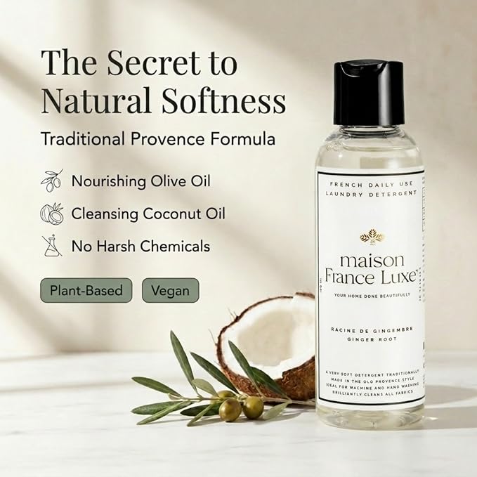 Laundry Detergent Sample, Plant based French Soap, 100ml, Ginger Root Travel Size