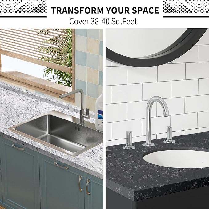 Granite Countertop Paint Kit - Black Diamond Counter Top Refinishing Kit DIY Countertop Resurface Kit Works on Kitchen Bathroom
