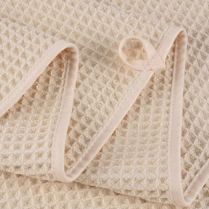 POLYTE 430 GSM Microfiber Quick Dry Lint Free Bath Sheet, 70 x 35 in, Set of 2 (Waffle Weave)