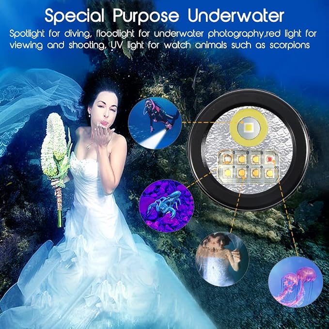 APLOS AP70 Scuba Diving Flashlight, 6000 Lumen Dive Light, Waterproof Underwater Dive Torch with Rechargeable 5000mAh Battery & Charger