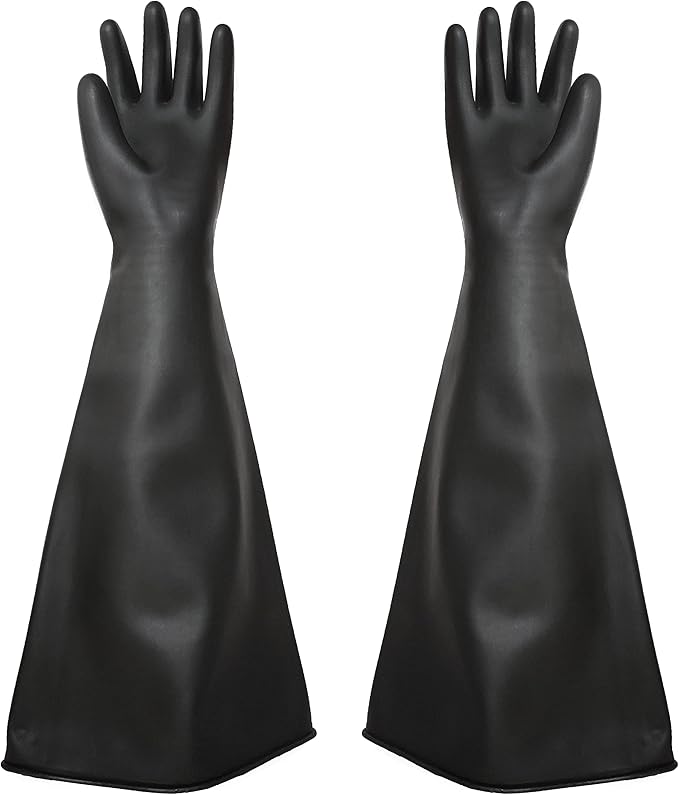 Heavy Duty Sandblasting Gloves 27.5" Rubber Gloves for Sandblaster Protective Safety Work Black Striped