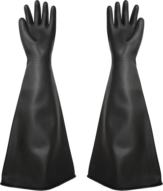 Heavy Duty Sandblasting Gloves 27.5" Rubber Gloves for Sandblaster Protective Safety Work Black Striped