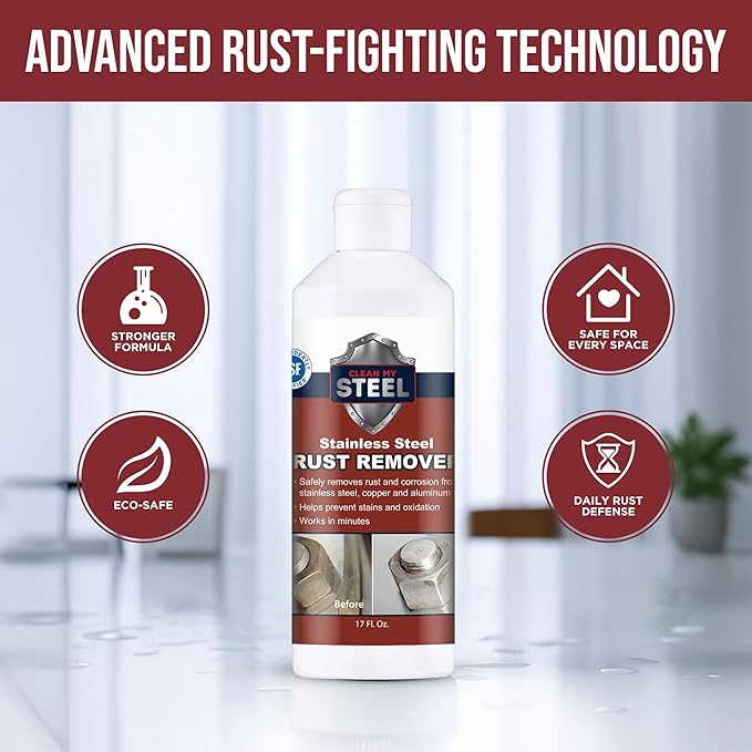 CLEAN MY STEEL Innoshine B570 Stainless Steel Rust Remover and Cleaner, NSF Certified, Approved for Food Contact Areas, 17 oz