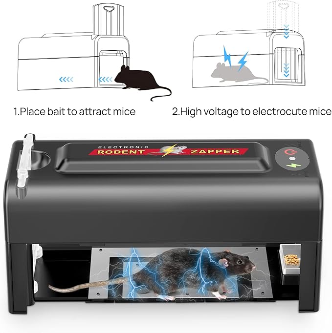 Electric Rat Trap,Mouse Trap Indoor,Powerful Voltage Instantly Kills Rats and Mice,Upgraded Rodent Zapper for a Pest-Free Home (1 Pack Rat Trap)