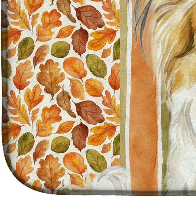 Caroline's Treasures Lemon and White Papillon Heirloom Fall Dish Drying Mat Absorbent Dish Drying Mat Pad for Kitchen Counter Dish Drainer Mat for Countertop, 14 x 21", Multicolor