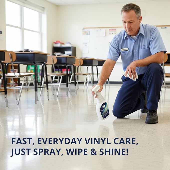 EvaClean PurVinyl Floor Cleaner - Ready to Use, 2-Pack Spray Bottles 32 FL Oz. Each, Enhances LVT & Tile Floors, Neutral pH, No Residue, For Mop or Auto Scrubber, For Hospitals, Hotels & Schools