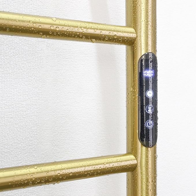 Luxury 8 Bars Towel Warmer Wall Mount Electric Plug-in/Hardwired Heated Towel Rack, Heated Towel Drying Rack with Timer & Temperature Multi-Level Adjustable (Brushed Gold, 8 Bars)