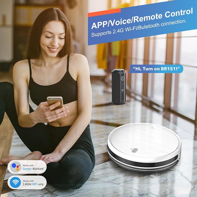 Robot Vacuum and Mop Combo, 2 in 1 Robotic Vacuum Cleaner with Schedule, App/Alexa/Voice Control, Slim 2.87", Self-Charging, Strong Suction & Long Runtime, Ideal for Hard Floor, Pet Hair, Carpet