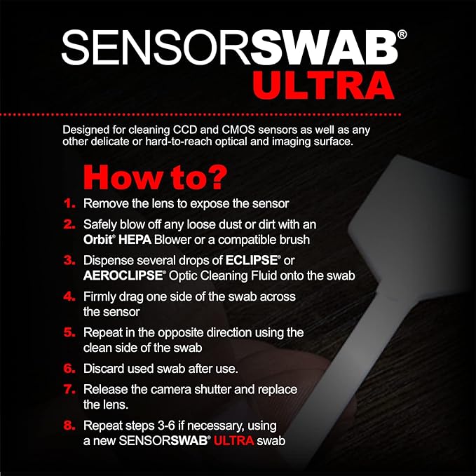 Photographic Solutions Sensor Swab Ultra 20mm Type-1 Digital Imaging Sensor Cleaner Swabs for Cleaning APS-H Mirrored or Mirrorless Cameras. Sensor Dust & Oil Remover (Pack of 12)