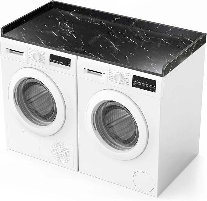 Ilyapa Washer Dryer Countertop - 27.5 x 54 inch Laundry Countertop, Washer and Dryer Covers for The Top, Laundry Room Organization and Storage, Black