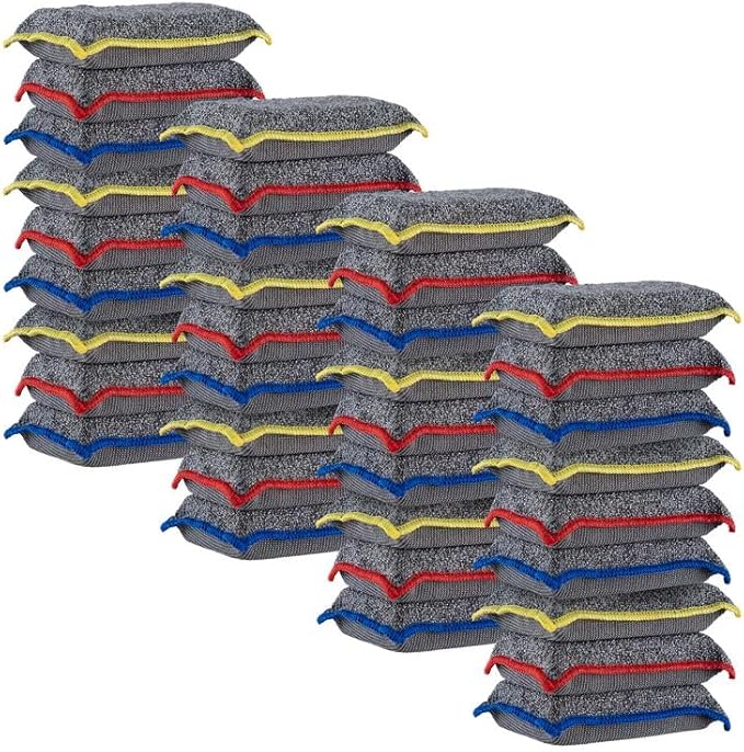 Superio 36-Pack Miracle Microfiber Scrubbing Sponge, Extra Scrubbing Power Kitchen Sponge, Sink, Pot, Pan and Dish Washing, Super Absorbent and Rapid Drying, Multi-Grey