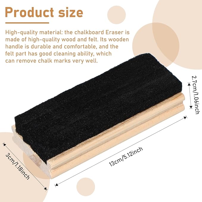 Marspark Felt Style Erasers, Cleaner Dusters Felt Chalkboard Eraser for Kids Wood Chalk Eraser for Chalkboard Cleaners Dusters for Markers White Black Boards Paint School Students Teachers(24 Pieces)