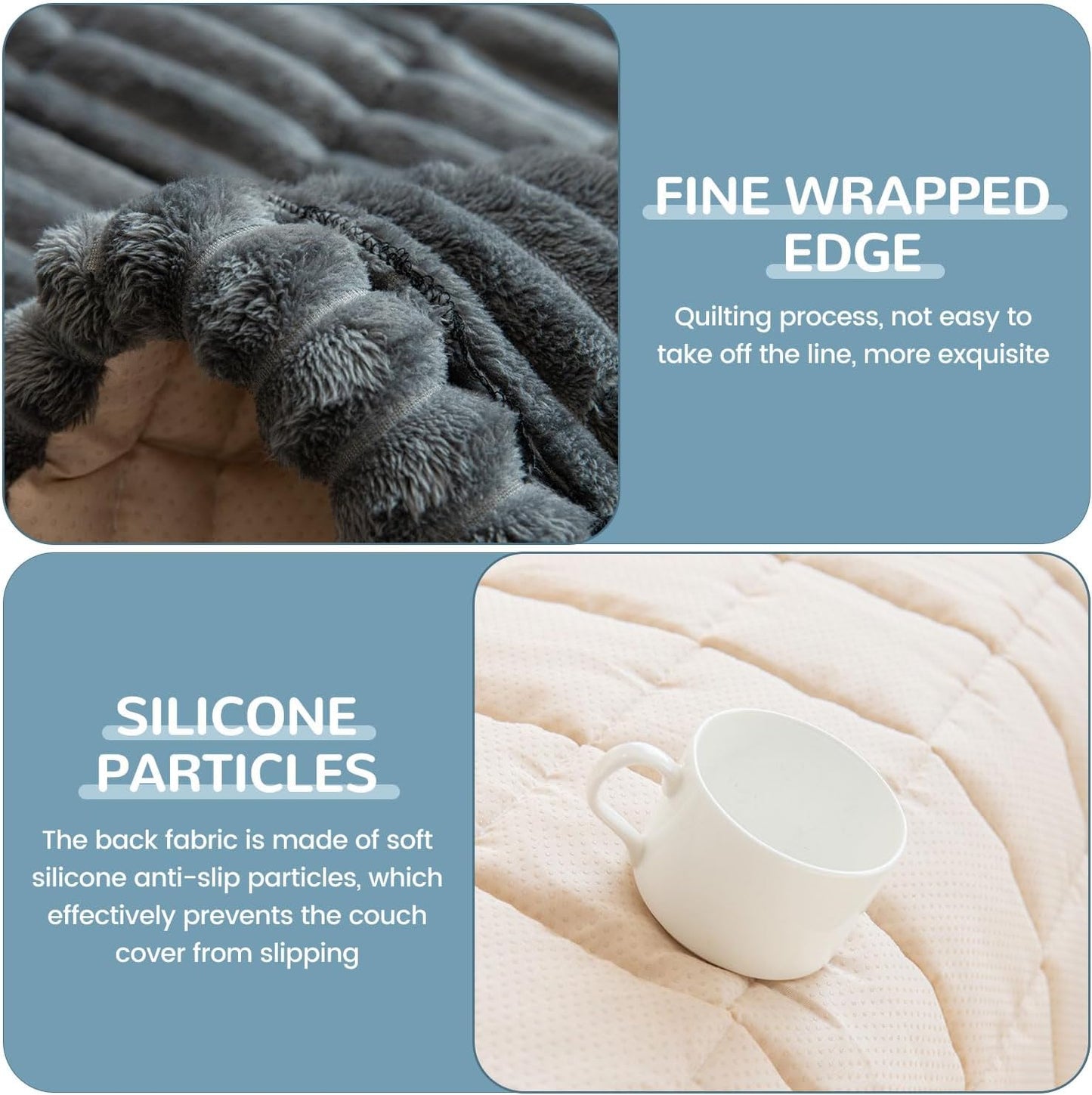 OTOB Couch Covers for 3 Cushion Sofa Pet Friendly, Plush Fuzzy Non Slip Sofa Covers Washable, Soft All Seasons Sofa Slipcovers Furniture Protector Dog Bed Mat (Dark Gray, 27.6" x 82.7")