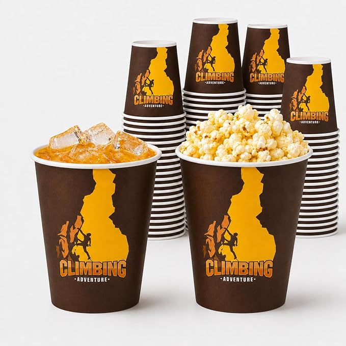 50Pcs Boxing Themed Party Paper Cups Disposable 9oz Paper Cups for for Sports Supplies Decorations Drinking for Birthday Party Favors (50, climbing)