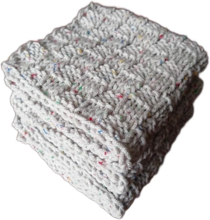 Light Grey Cotton Set 3 Dishcloths Kitchen scowing pad Drink Absorbent Reusable Washcloth Handmade Ecology Rags Knitwear