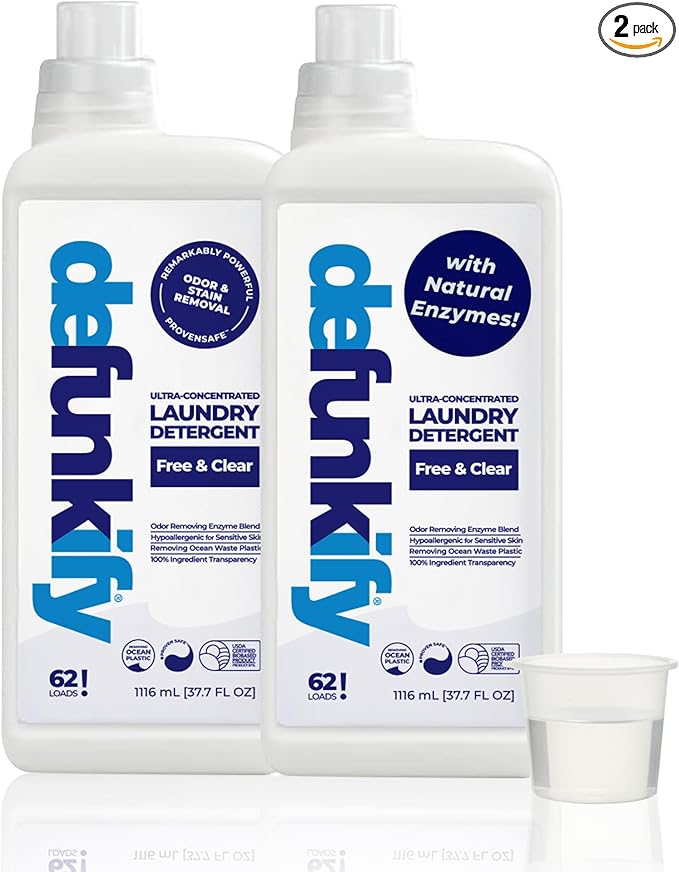 Laundry Detergent, 124 Load. Unscented Liquid Laundry Detergent Washing Soap for Sensitive Skin. ProvenSafe™ Fabric Stripper Cleaning Supply w/Odor & Stain Remover for Activewear & All Fabrics