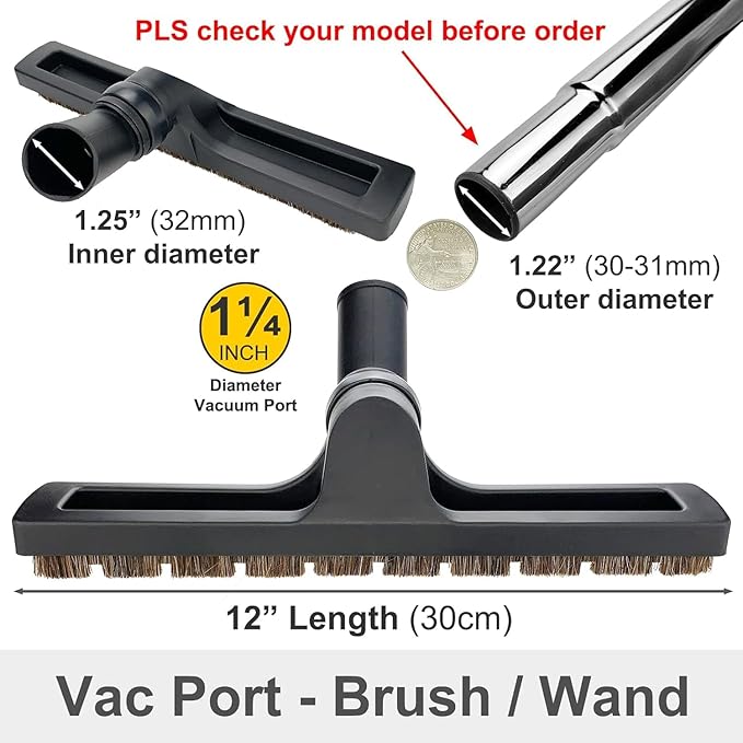 Universal Vacuum Attachments & Brushes Kit - Hardwood Floor Vacuum Brush Head Attachment & Universal Adapter Kit Compatible with Shop Vacs 1-7/8'' 1-3/8'' 1-1/4 Inch Vacuum Accessories Set