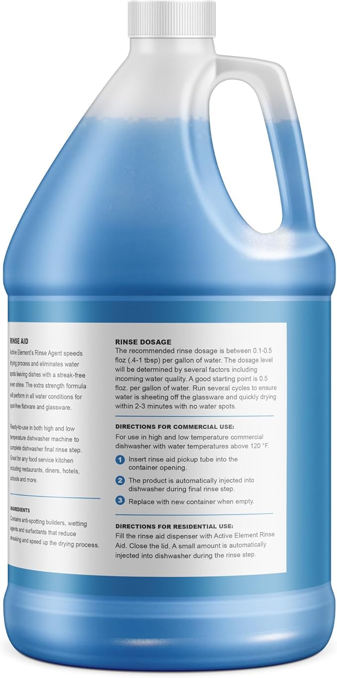 Dishwasher Rinse Aid - 4 Gallon - Extra Strength – Eliminates Water Spots - Streak Free Shine - Enhances Drying - Dishwasher Rinse Aid Liquid