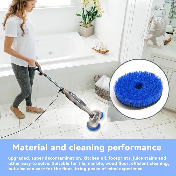 S7001 Upgraded Mop Pad Replacement Brush Heads for Shark Steam Mop S8201/S7000Series Pads | Professional Cleaning and Polishing | for Tile Floors Grout Deep Cleaning Hard Floors (Blue)